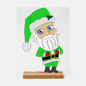 Chibi Kerstman groene pak Acryl Bord (Voorkant)
