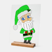 Chibi Kerstman groene pak Acryl Bord (Hoek)