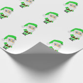 Chibi Kerstman groene pak Cadeaupapier (Hoek)