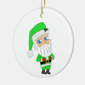 Chibi Kerstman groene pak Keramisch Ornament (Links)