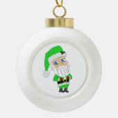 Chibi Kerstman groene pak Keramische Bal Ornament (Voorkant)