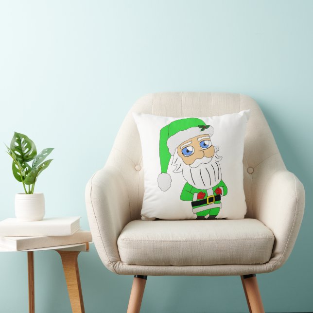 Chibi Kerstman groene pak Kussen (Stoel)