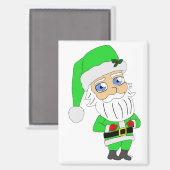 Chibi Kerstman groene pak Magneet (Voorkant / Achterkant)