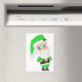 Chibi Kerstman groene pak Magneet (Insitu (Vaatwasser))