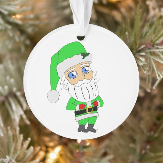 Chibi Kerstman groene pak Ornament (Boom)