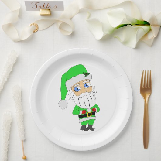 Chibi Kerstman groene pak Papieren Bordje (Huwelijk)