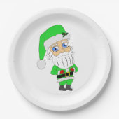 Chibi Kerstman groene pak Papieren Bordje (Voorkant)