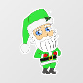 Chibi Kerstman groene pak Raamsticker (Vel)