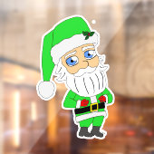 Chibi Kerstman groene pak Raamsticker (Vel 2)