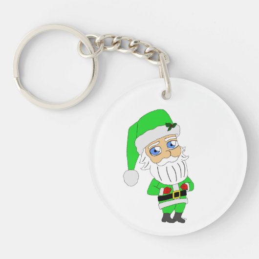Chibi Kerstman groene pak Sleutelhanger (Voorkant)
