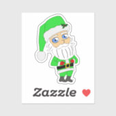 Chibi Kerstman groene pak Sticker (Vel)