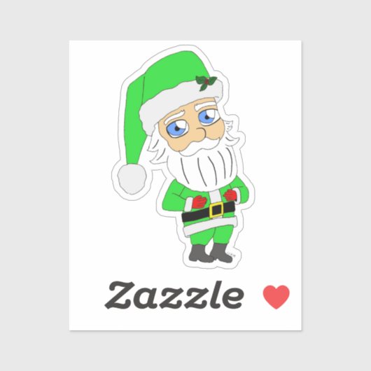 Chibi Kerstman groene pak Sticker (Vel)