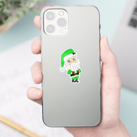Chibi Kerstman groene pak Sticker (Telefoon)