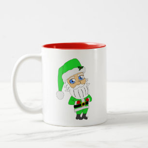 Chibi Kerstman groene pak Tweekleurige Koffiemok