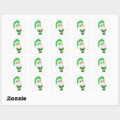 Chibi Kerstman groene pak Vierkante Sticker (Vel)