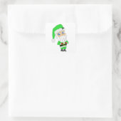 Chibi Kerstman groene pak Vierkante Sticker (Tas)