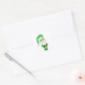 Chibi Kerstman groene pak Vierkante Sticker (Envelop)