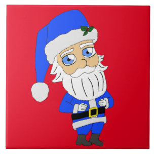 Chibi Kerstman in blauwe pak Tegeltje