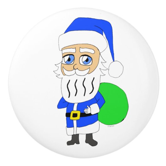 chibi Kerstman Keramische Knop (Voorkant)