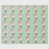 Chibi Kerstman roze pak Cadeaupapier (Vlak)
