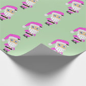 Chibi Kerstman roze pak Cadeaupapier (Hoek)