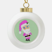Chibi Kerstman roze pak Keramische Bal Ornament (Voorkant)