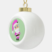Chibi Kerstman roze pak Keramische Bal Ornament (Rechts)