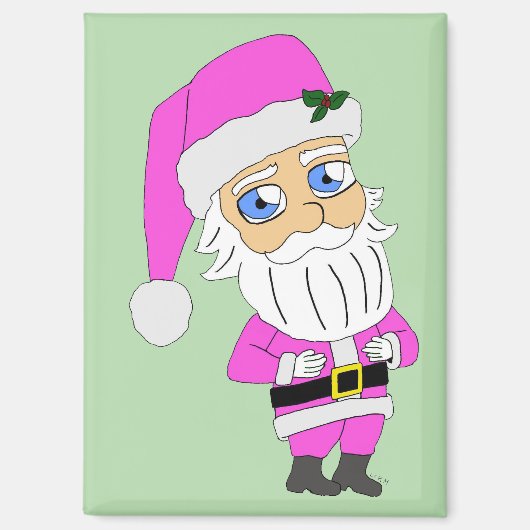 Chibi Kerstman roze pak Magneet (Voorkant)
