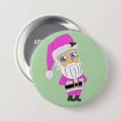 Chibi Kerstman roze pak Ronde Button 7,6 Cm (Voorkant /achterkant)