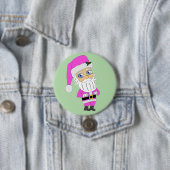 Chibi Kerstman roze pak Ronde Button 7,6 Cm (In situ)