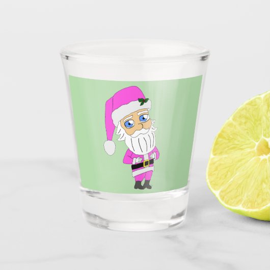Chibi Kerstman roze pak Shot Glas (Voorkant)