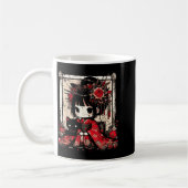 Chibi Kimono Girl Black Cat Flowers Japanese Art W Koffiemok (Links)