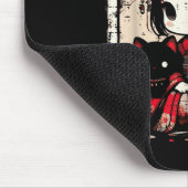 Chibi Kimono Girl Black Cat Flowers Japanese Art W Muismat (Hoek)