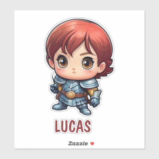 Chibi Knight Personalized Kids Cut Viny Sticker (Vel)