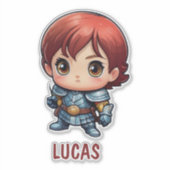 Chibi Knight Persoonlijke Kinderen Snij Vinyl Sticker (Voorkant)