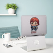 Chibi Knight Persoonlijke Kinderen Snij Vinyl Sticker (Laptop op bureau)