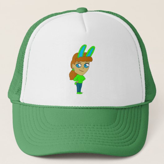 chibi konijntje meisje trucker pet (Voorkant)