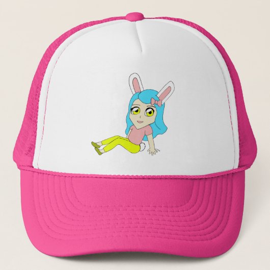 chibi konijntje meisje trucker pet (Voorkant)