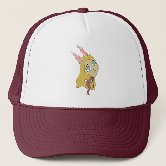 chibi konijntje meisje trucker pet (Voorkant)