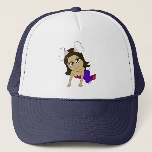chibi konijntje meisje trucker pet (Voorkant)