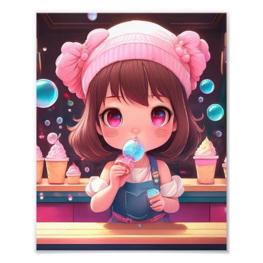 Chibi Kunst Chibi Karakter ijs Foto Afdruk (Voorkant)