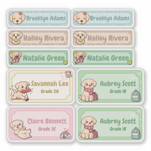Chibi Labrador Naamlabels Sticker (Voorkant)