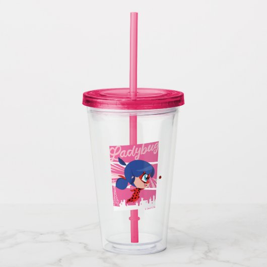 Chibi Ladybug in Parijs Acryl Drinkbeker (Voorkant)