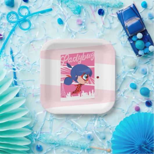 Chibi Ladybug in Parijs Papieren Bordje (Feest)