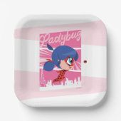 Chibi Ladybug in Parijs Papieren Bordje (Voorkant)