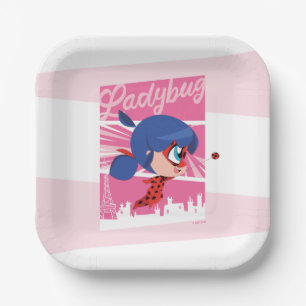 Chibi Ladybug in Parijs Papieren Bordje
