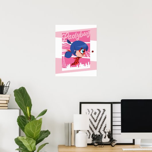 Chibi Ladybug in Parijs Poster (Thuiskantoor)