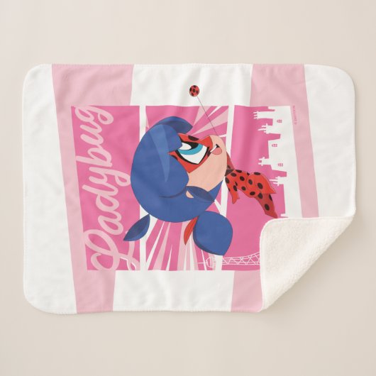 Chibi Ladybug in Parijs Sherpa Deken (Voorkant (horizontaal))