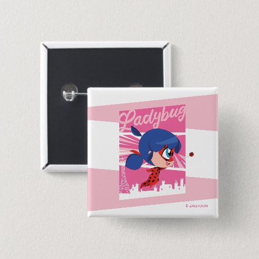 Chibi Ladybug in Parijs Vierkante Button 5,1 Cm (Voorkant /achterkant)