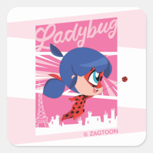 Chibi Ladybug in Parijs Vierkante Sticker